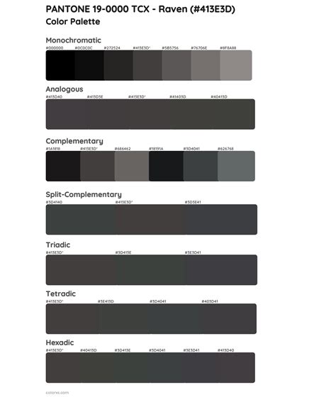 PANTONE 19-0000 TCX - Raven color palettes - colorxs.com