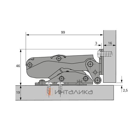 Петля HETTICH Kamat, 115°, для корпуса встроенного холодильника с ...
