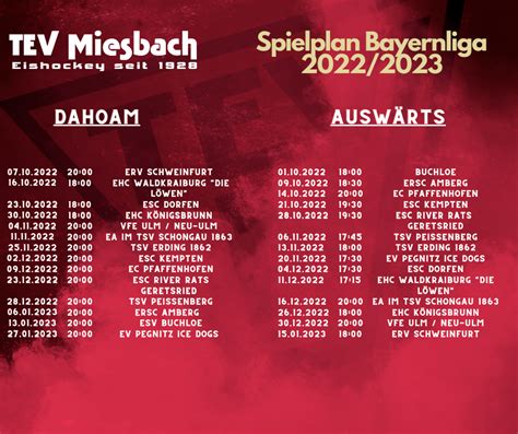 Spielplan Für Die Saison 2022 23 Offiziell Vom Bev Bekanntgegeben Tev