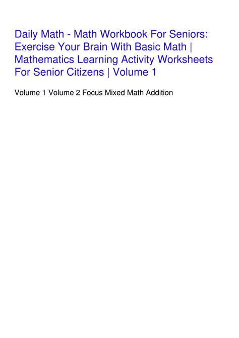 Ppt Downloadpdf Daily Math Math Workbook For Seniors Exercise