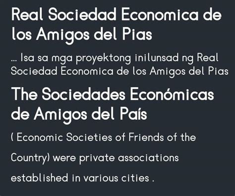 Ano Ano Ang Proyekto Ng Pinangunahan Ng Sama Ng Real Sociedad Economica