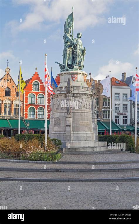 Statue Of Jan Breydel And Pieter De Coninek Two Local Heroes Erected