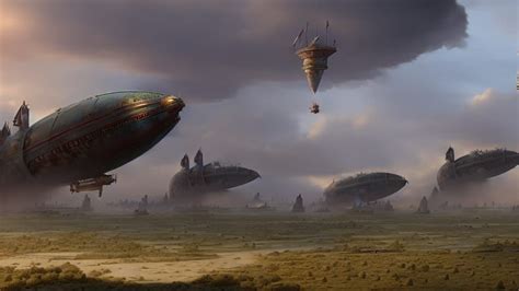 Steampunk airships in battle Epic cinematic brilliant stunning ...