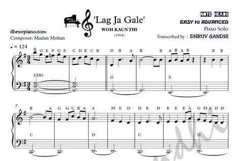 Lag Ja Gale (Sheet Music + English Notes + MIDI) - Piano Tutorial