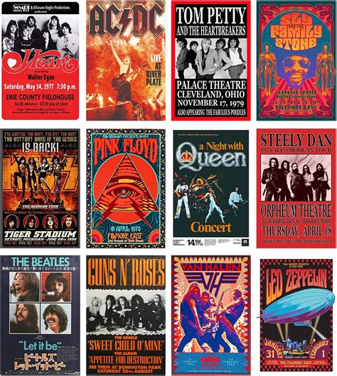 Woonkit Vintage Rock Band Posters For Room Aesthetic 70s 80s 90s Retro Bedroom Decor Wall Art