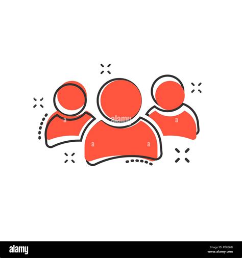 Vector cartoon group of people icon in comic style. Persons sign ...