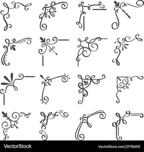 Decorative swirls corners scroll corner Royalty Free Vector