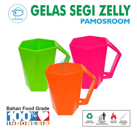 Jual Pamosroom Gelas Plastik Segi Enam Gagang Tebal Cangkir Kopi Teh