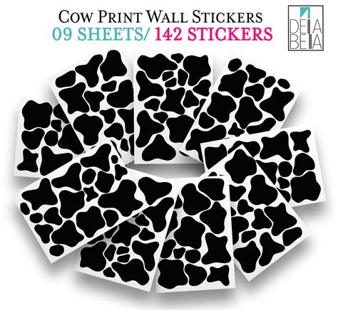 Cow Print Wall Stickers 142x Black Cow Spot Decals Animal Etsy