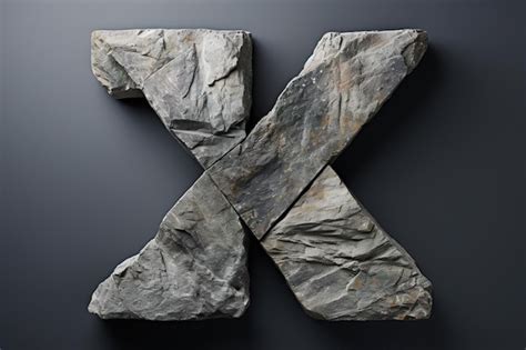 Premium Photo | Stone letter X on a gray background Typography natural ...