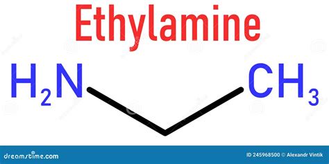 Ethylamine Or Ethanamine Organic Base Molecule, Skeletal Chemical ...