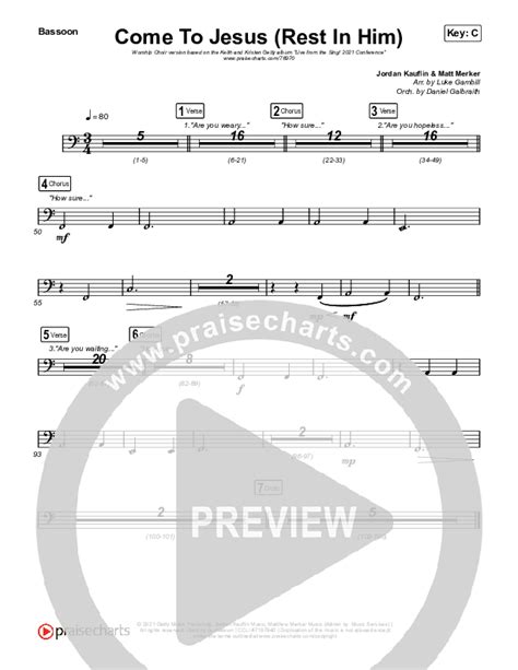 Come To Jesus Rest In Him Worship Choir SAB Bassoon Sheet Music PDF