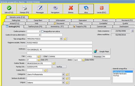 Scheda Anagrafica Clienti Fornitori Vettori Agenti Ready