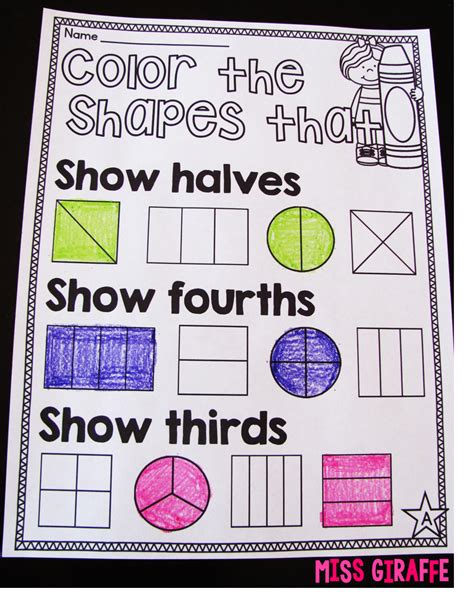 Thirds Fractions For First Grade