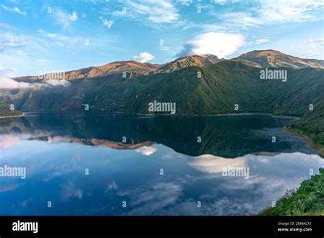 Cuicocha crater lake at the foot of Cotacachi Volcano in the Ecuadorian ...