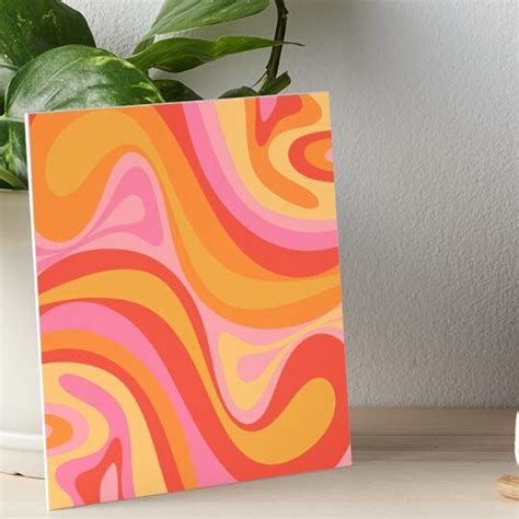 New Groove Retro Swirl Abstract Pattern Pink Orange Yellow Art Board Print For Sale By