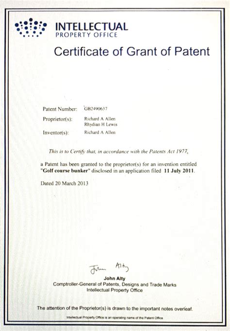 Patent Certificate - Ecobunker