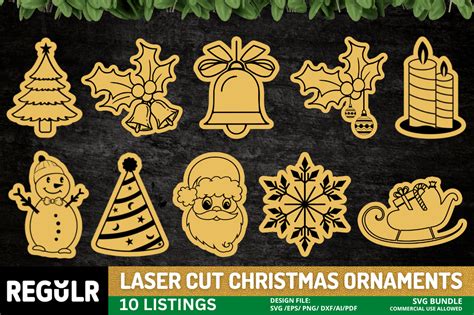 Laser Cut Christmas Ornaments Svg Bundle Graphic By Regulrcrative