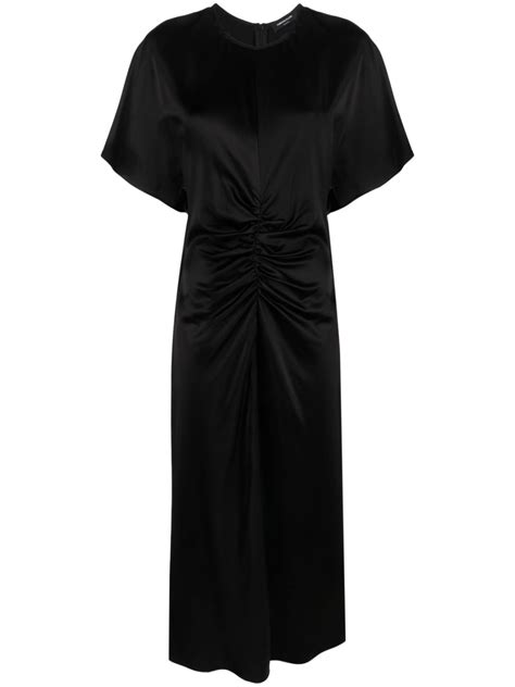 Fabiana Filippi Ruched Satin Midi Dress Black Farfetch