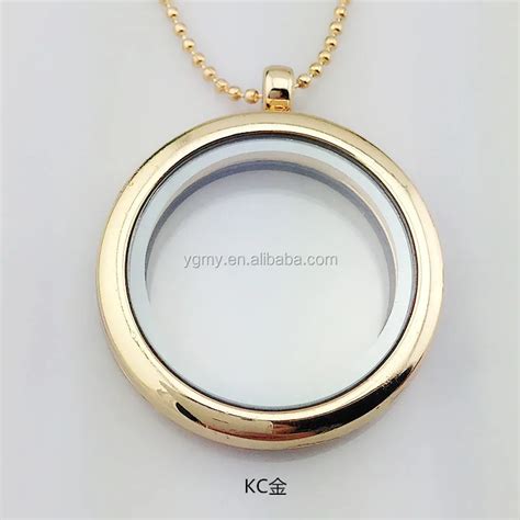 Stainless Steel Necklace 30mm Round Magnetic Glass Floating Charm