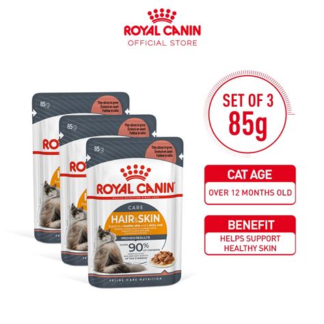 Royal Canin Hair Skin 85g X 3 Pouches Wet Cat Food Feline Care