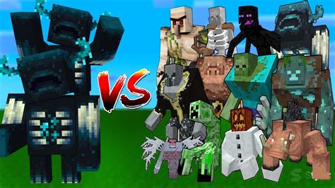 Wardwn Vs All Mutant Mobs Minecraft Mob Battle Warden Vs Mutant Enderman Youtube