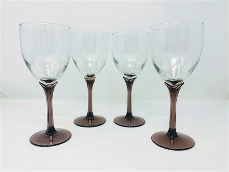 Four Vintage Libbey Domaine Purple Goblets Etsy