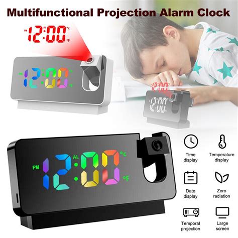 Led Digital Smart Alarm Clock Projection Temperature Time Projector Lcd