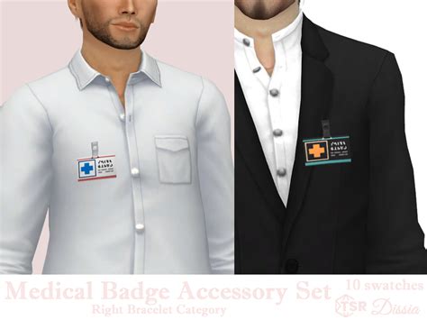 Medical Badge Accessory Set Male Sims Sims 4 Sims 4 Clothing