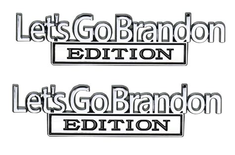 2Pcs Chrome Let S Go Brandon Edition Emblems Car Bumper Sticker Fender