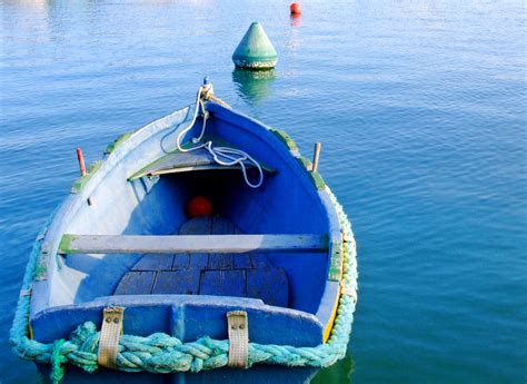 blue rowing boat  stock photo public domain pictures