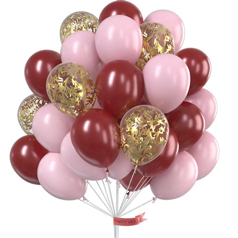 Buy Partywoo Pink Gold And Burdy Balloons 60 Pcs Burdy Balloons Baby