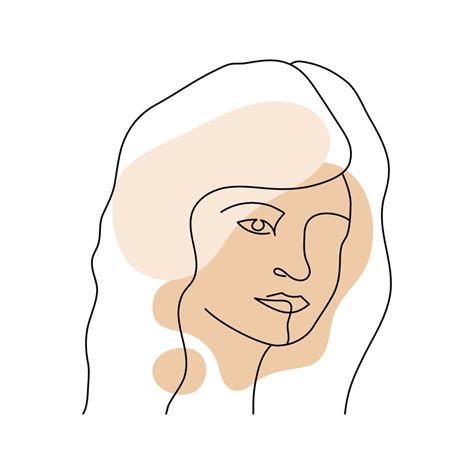 Simple Line Art Woman Face Outline Person Illustration On Modern Style