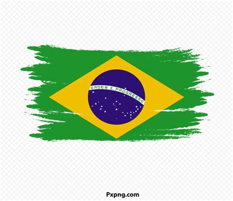 The Flag Of Brazil Painted On A White Background With Green And Yellow