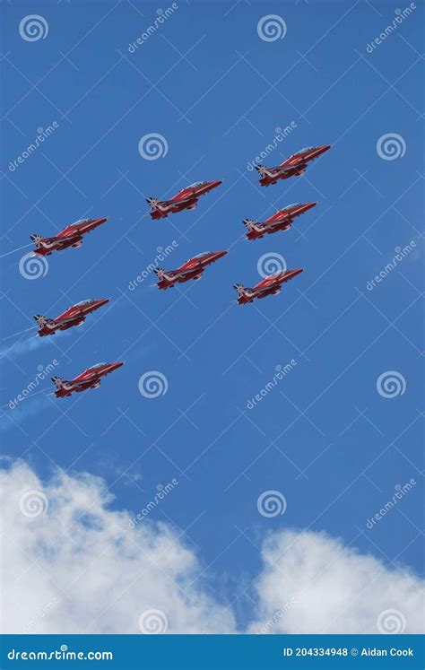 Dramatic RAF Red Arrows Display Editorial Stock Photo - Image of team ...