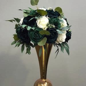 Emerald Green Centerpiece Hunter Green Ivory Rustic Centerpiece With