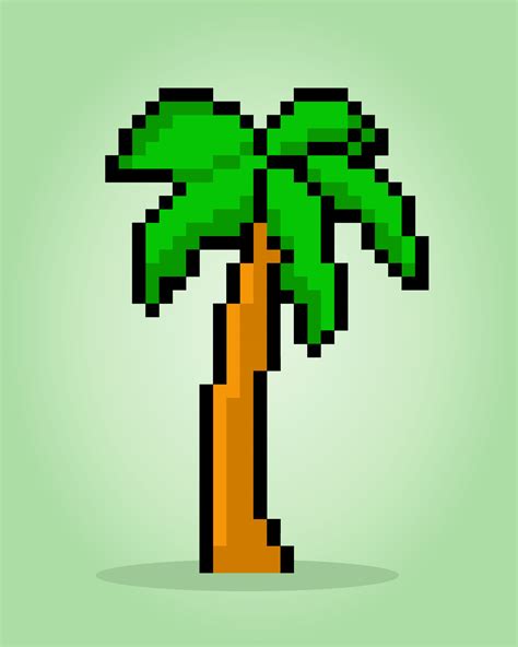 Árbol de coco de píxeles de 8 bits árbol de playa para activos de