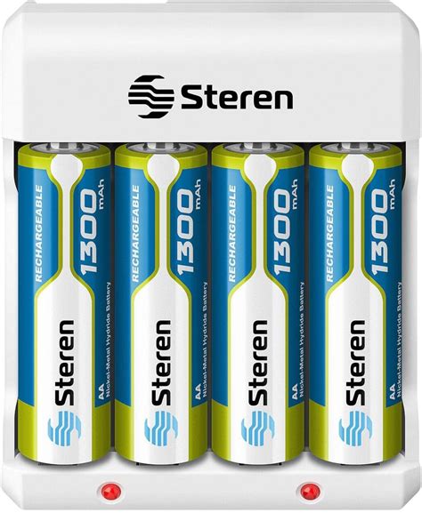 Steren CRG 015 Cargador De Pilas AA Y AAA Incluye 4 Pilas AA 1300 MAh