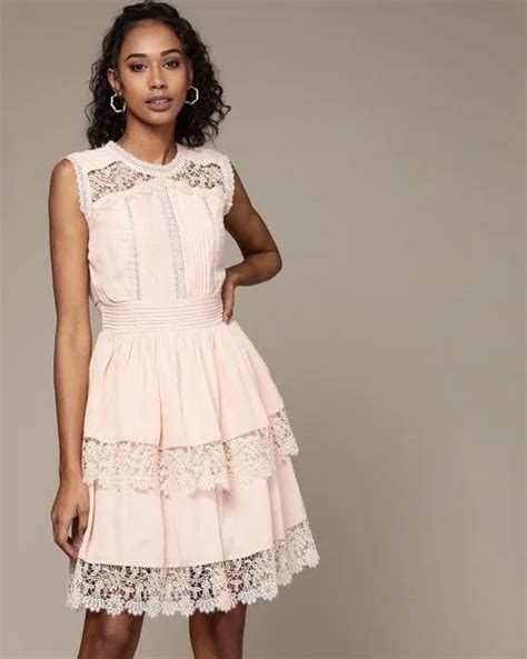 Buy Round Neck Sleeveless Fit Flare Dress With Lace Trims Online At