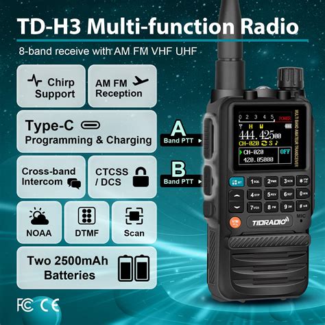 TIDRADIO TD H3 Multi Band Ham Handheld Radio Two Way Radios With USB C