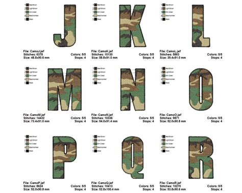 Army Military Alphabet Font Embroidery Designs Instant - Etsy