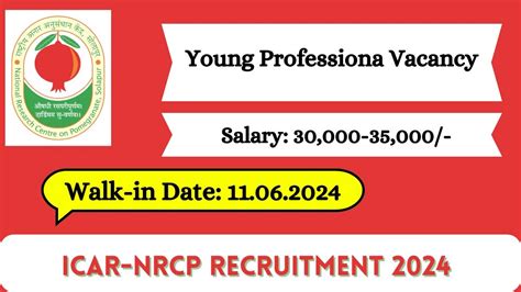 Icar Nrcp Recruitment 2024 Walk In Interviews For Young Professional On