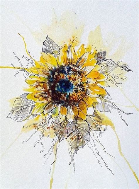 Pin By Lisbeth Bush Gresley On Tattoos Sunflower Illustration