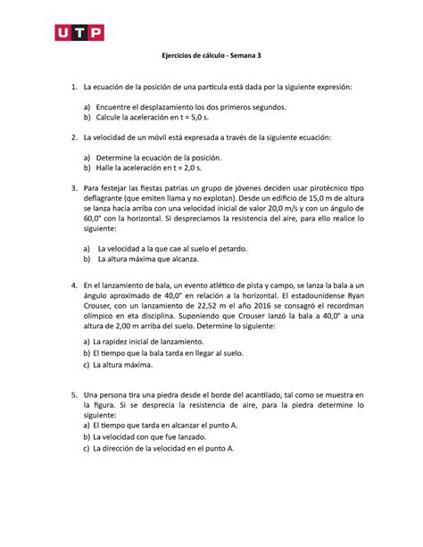 Ejercicios semana 3 1345073061 Ejercicios de cálculo Semana 3 La