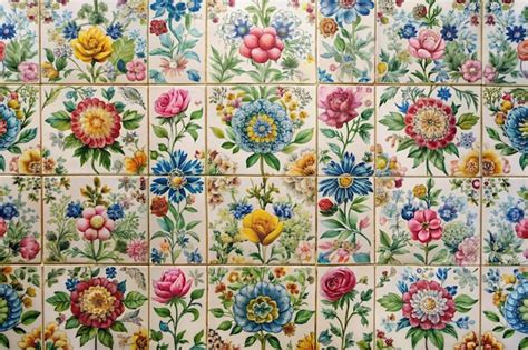 Floral Wall Tile Designs For Elegant Interior Decor Premium AI