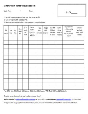 Fillable Online Your Kingcounty Salmon Spawning Survey Monthly Data