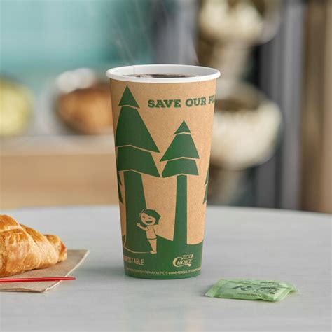 EcoChoice 20 Oz Kraft Tree Print Compostable Paper Hot Cup 600 Case