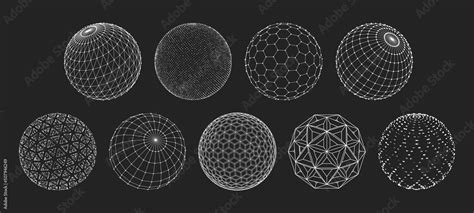 D Sphere Mesh Grid Globe Or Ball In Circle Net Wire Vector Digital