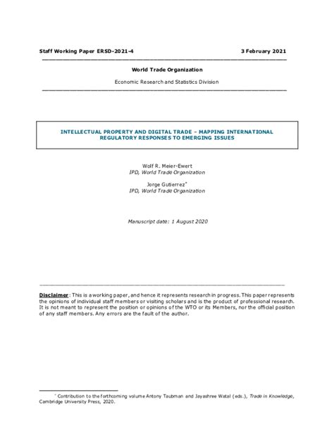 Fillable Online WTO Intellectual Property And Digital Trade Mapping