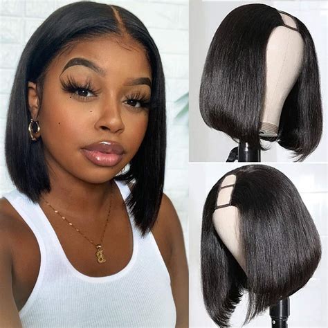 Amazon Supernova U Part Human Hair Wig Short Straight Bob Wigs